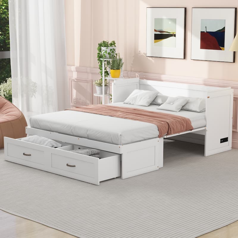 Space-Saving Murphy Bed with USB Ports and Large Drawers