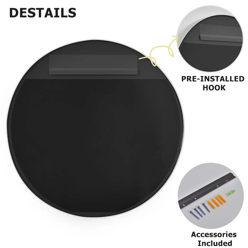 24 Inch Round Bathroom Mirror - Wall Mounted Circle Mirror with Metal Frame, Modern Mirror Suitable for Bathroom