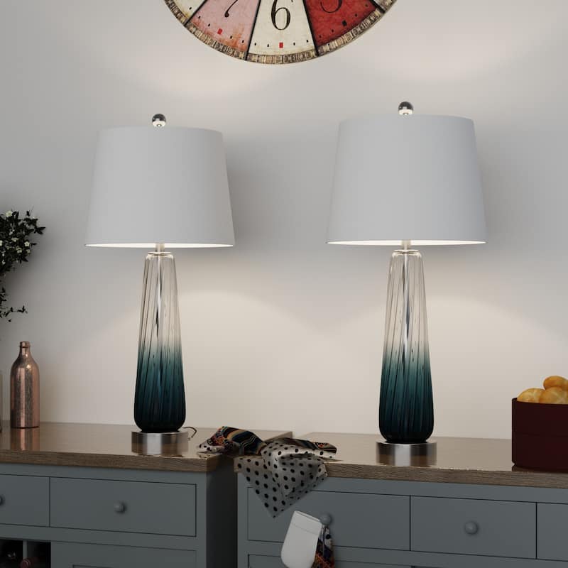Maxax 28.75" Gradient Blue Bedside Table Lamp Set (Set of 2)