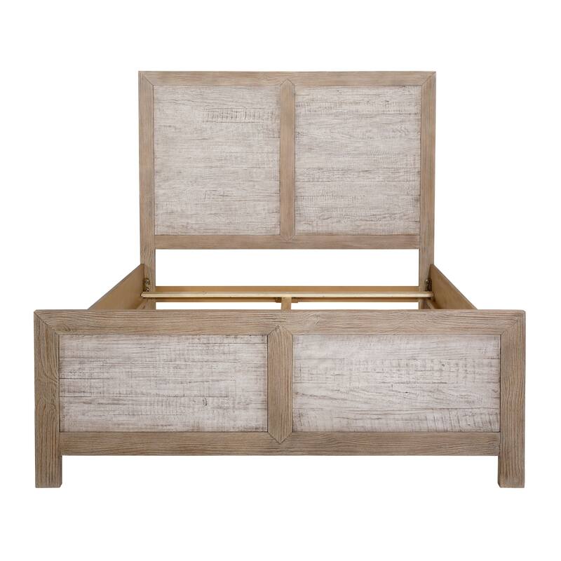 Rowena Pine Wood Panel Bed, Light Gray