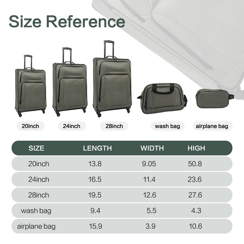 SoftshellLuggage Expandable 3 Piece Set Suitcase with Duffel Bag Softside Lightweight Luggage Travel Set