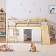 preview thumbnail 12 of 13, COSTARS Kids Loft Bed with Slide and Ladder, Solid Wood Twin Loft Bed with Tent and Guardrails