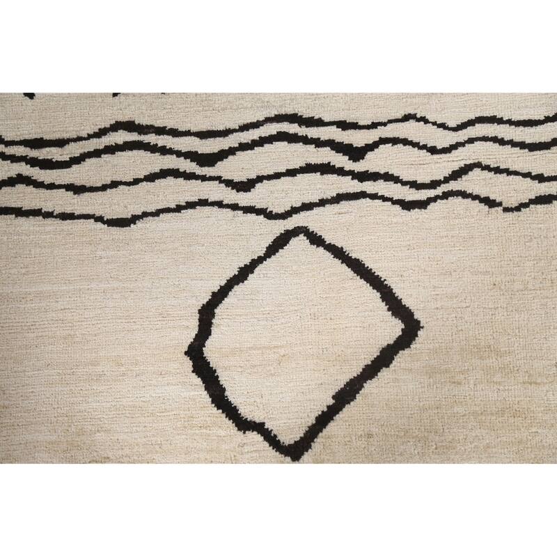 Vegetable Dye Moroccan Contemporary Area Rug Hand-knotted Wool Carpet - 8'1" x 9'9"