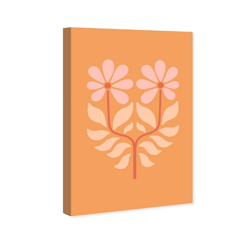 Wynwood Studio Canvas Floral and Botanical Sweet Face Floral Orange Modern & Contemporary Wall Art Canvas Print