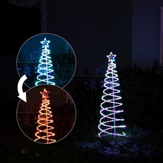 Alpine Corporation 82"H Indoor/Outdoor Artificial Spiral Christmas Tree with Multi-Color LED Lights