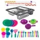 preview thumbnail 2 of 4, Kids Play Dish Set, 27 Piece Tableware Dish Set with Drainer for Kitchen Playset and Pretend Food, Toys for Boys and Girls