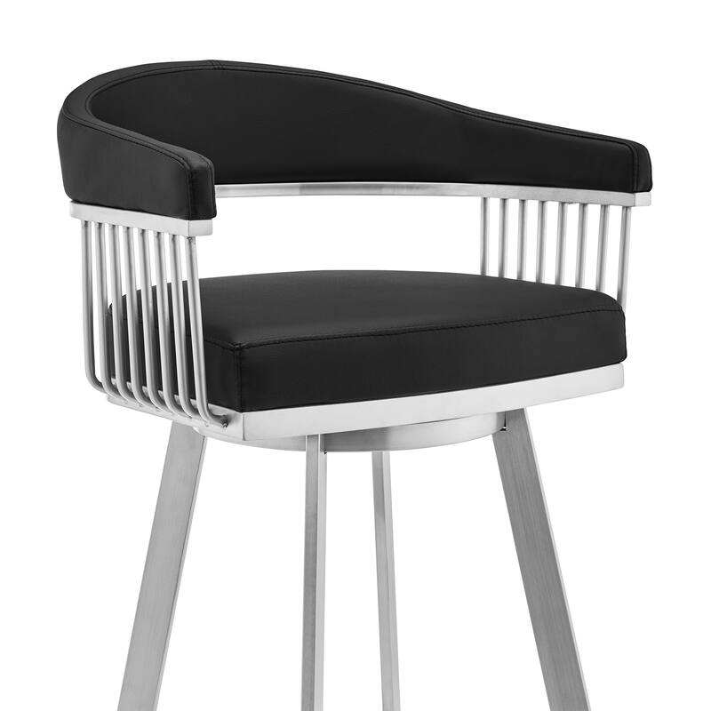 Chelsea Modern Swivel Bar Stool, Upholstered Counter Height Chair with Metal Frame