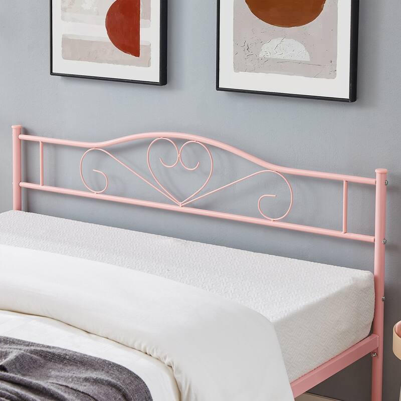 Javlergo Metal Platform Bed Frame with Modern Headboard, No Box Spring Needed