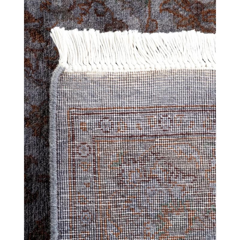 Overton Hand Knotted Wool Vintage Inspired Modern Contemporary Overdyed Gray Area Rug - 2' 6" x 12' 7"