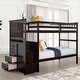 preview thumbnail 2 of 3, Twin over Twin Bunk Bed with Built-in Storage Unit in Espresso