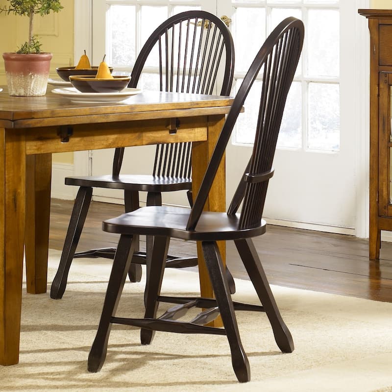 Treasures Rustic Black Sheaf Back Dining Chair (Set of 2) - Set of 2 - Black