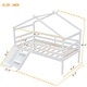 preview thumbnail 10 of 11, Twin Low Loft House Bed with Slide, Ladder, Safety Guardrails, House Roof Frame