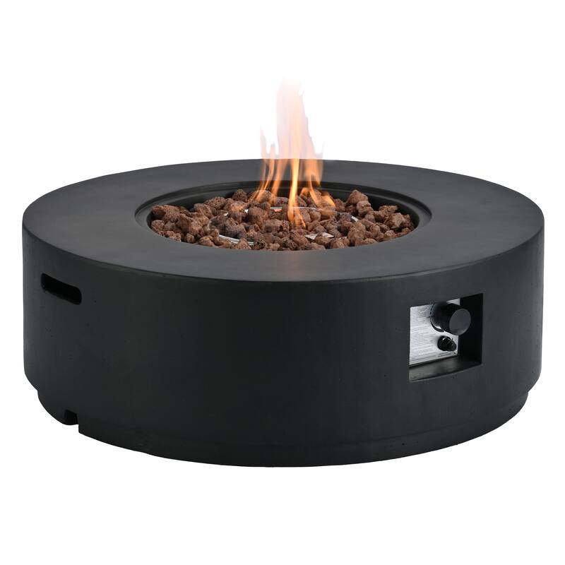 38.2" Round Outdoor Propane Fire Pit, Outside Fire Pit Table with 50000 BTU, Steel Burner, Lava Rocks, Waterproof Cover