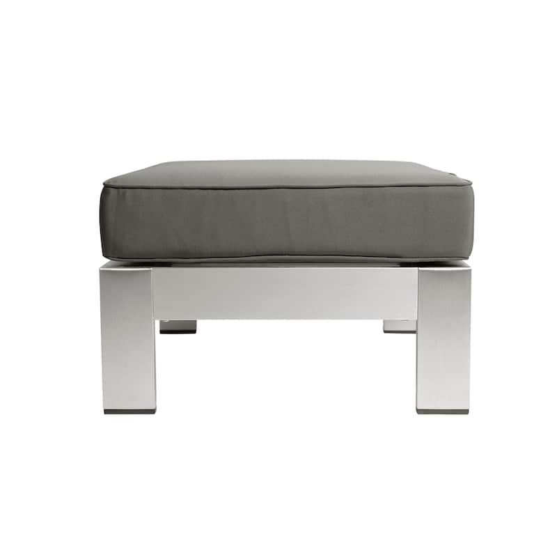 Cape Coral Outdoor 2-Seater Aluminum Club Chair Chat Set with Ottomans and Side Table by Christopher Knight Home