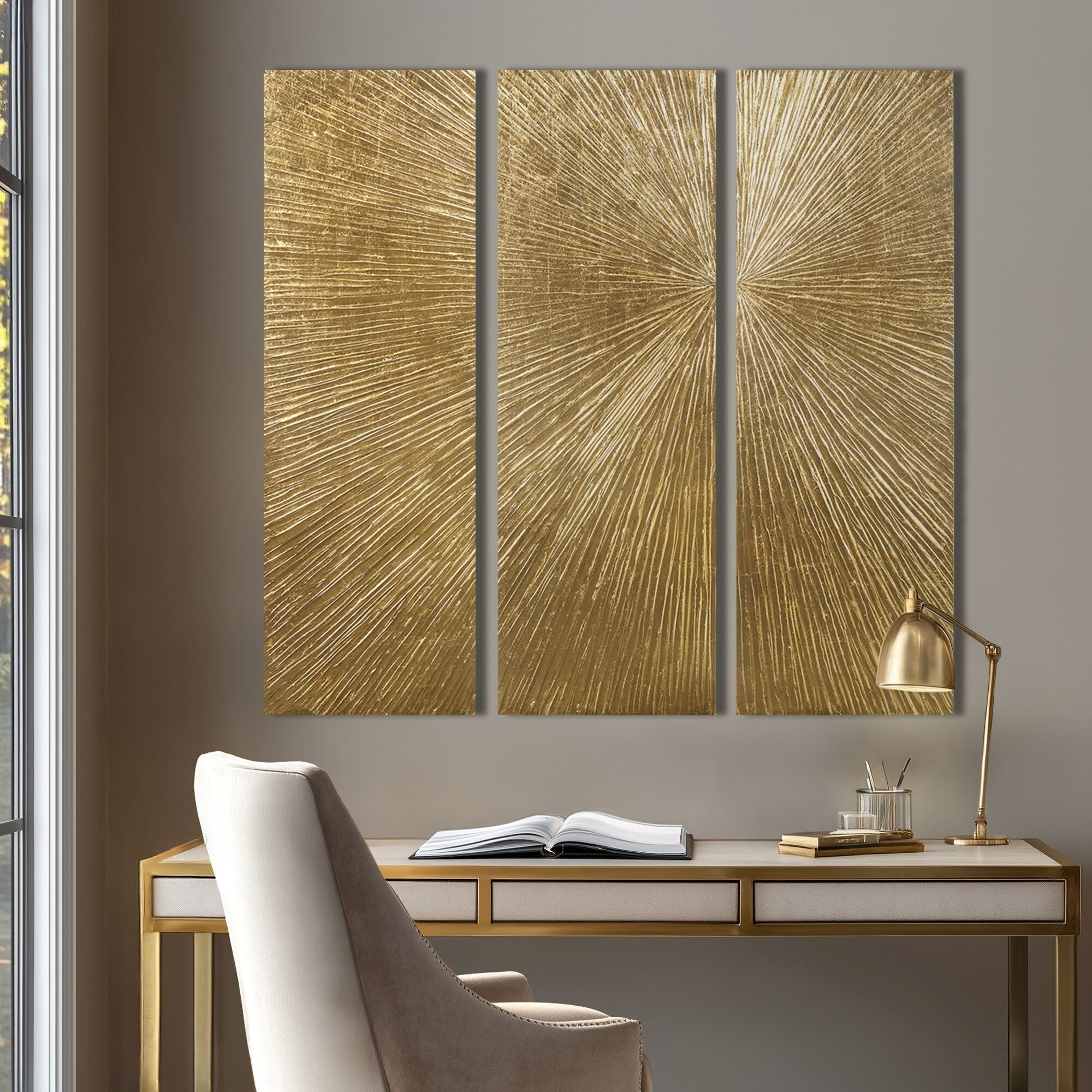Madison Park Signature Sunburst Hand Painted Triptych 3-piece