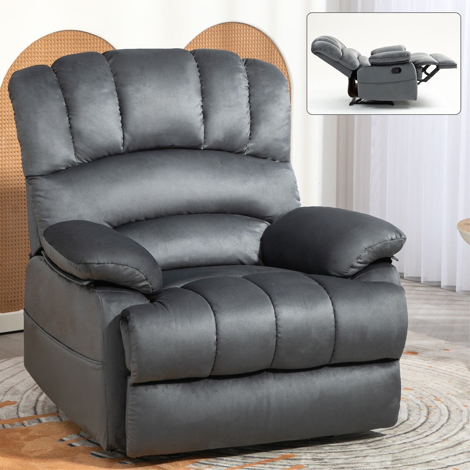 Large Manual Recliner Chair in Fabric With Cushion Back for Primary Living Space Bed Bath Beyond 40900054