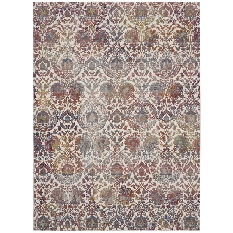 Power Loomed Distressed Floral Traditional Non Skid Area Rug - 118' X '94' X '0.5