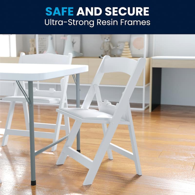 Kids Resin Folding Chair with Vinyl Padded Seat - 12.25"D x 13.25"W x 21"H