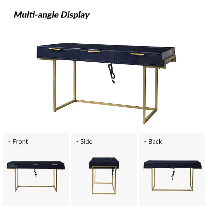 Patricia Modern 3 Drawer Desk with USB Ports and Outlet by HULALA HOME