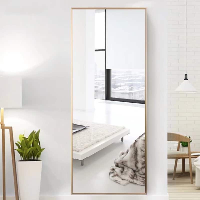 Modern Freestanding Full Length Floor Mirror - 64.17x21.26 - Gold