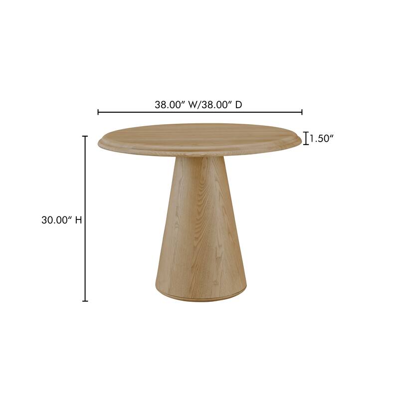 Title: NADAAL STUDIOS Lumiel Café Table, Solid Ash Wood Round Top, Double Bullnose Edge, Natural Finish