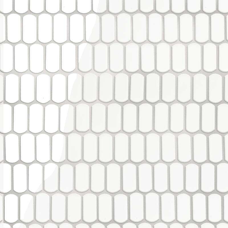 Merola Tile Hudson Capsule Glossy White 12-1/4" x 13-1/8" Porcelain Mosaic Floor and Wall Tile
