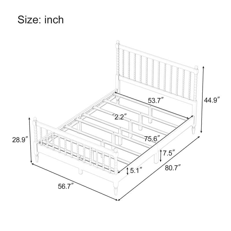 Minimalist 3Pcs Full Size Bedroom Sets with Wood Platform Bed and 2