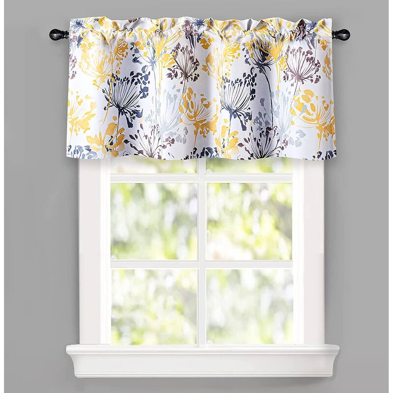 DriftAway Acacia Floral Blossom Watercolor Printed 100 Percent Blackout Thermal Insulated Window Curtain Valance