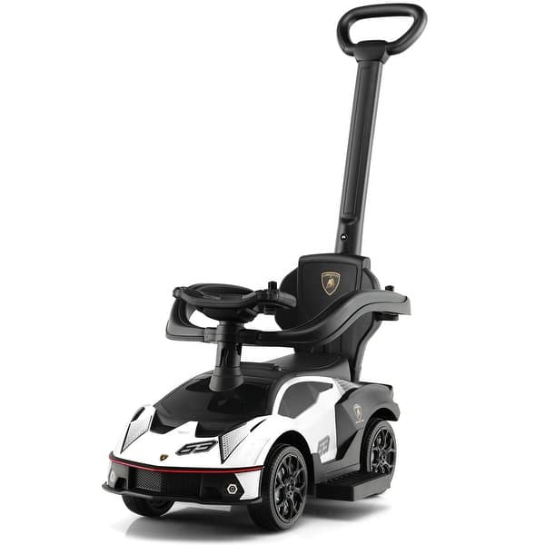 slide 2 of 18, Gymax 3-in-1 Licensed Lamborghini Ride on Push Car Stroller Sliding White