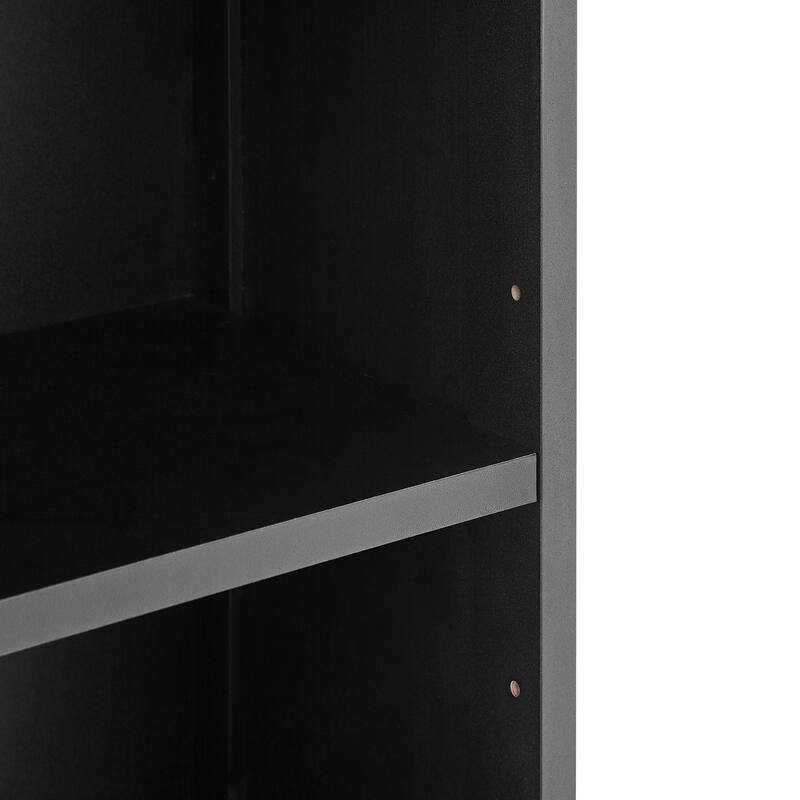 Bathroom Storage Cabinet with Drawer, Open Shelves and Adjustable Shelf, Tall Cabinet with Curved Line Top and Bottom Pane