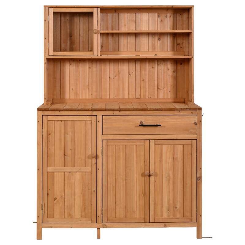 Roomfitters 65" Garden Potting Bench with Storage Hutch, Outdoor Potting Table & Prep Station, Drawer, Cabinet, Shelves