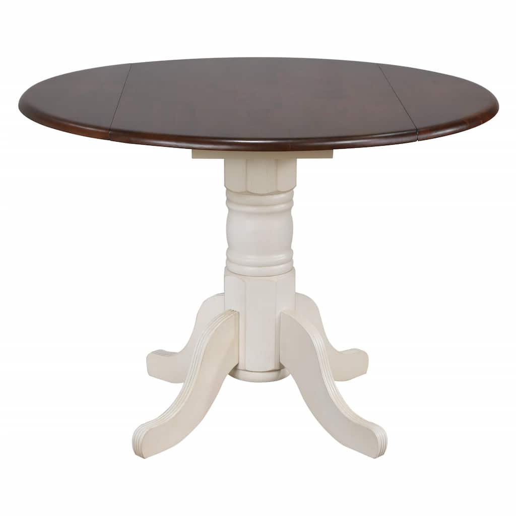 Drop Leaf Round Wooden Dining Table - 42" - White and Brown