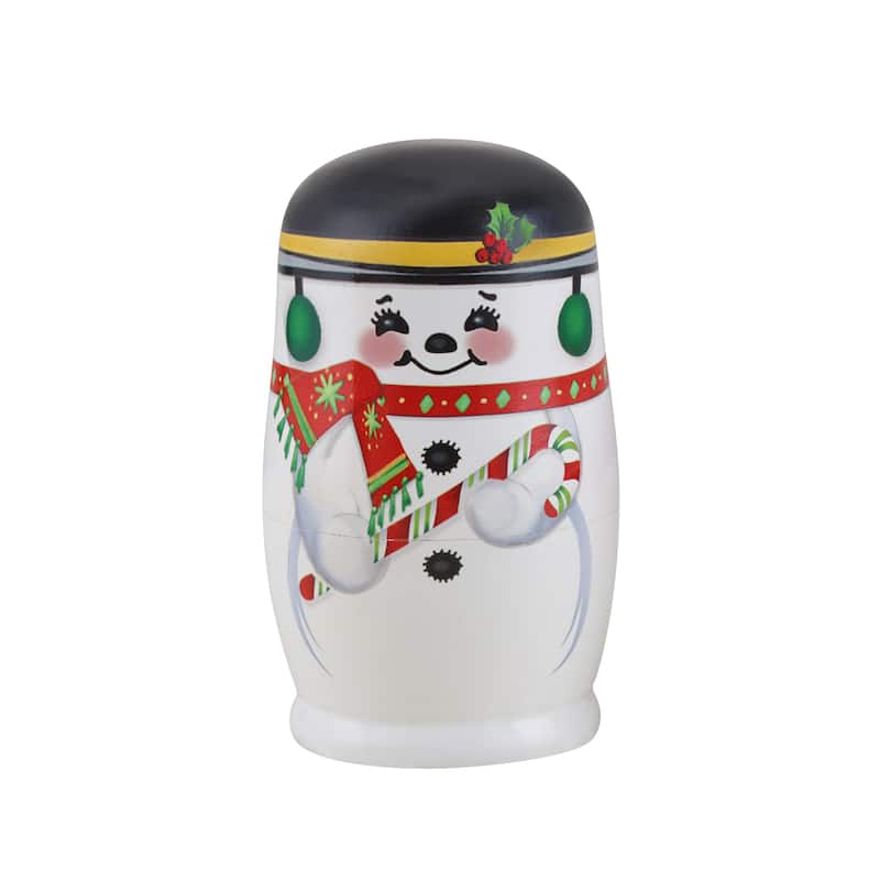 Set of 5 Nesting Wood Figures - Snowman Family