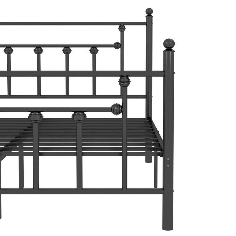 14 Inch Metal Victorian Platform Bed Frame with Headboard and Footboard, Heavy Duty Mattress Foundation with Steel Slats Support