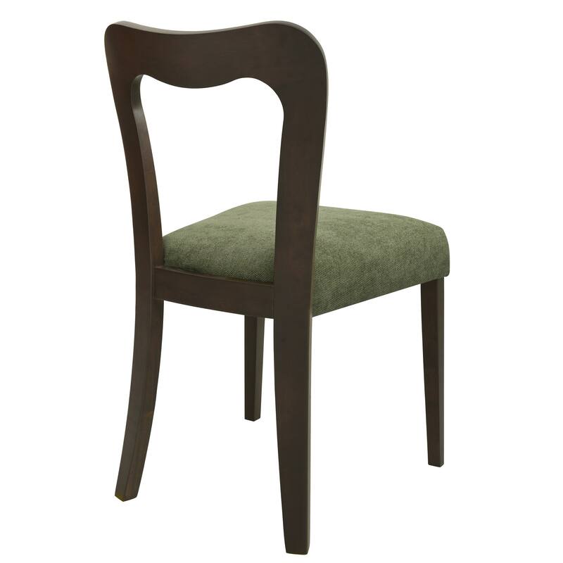 Set of 2 Modern Dining Chairs with Rubberwood Frame and Upholstered Seats - Open Back Armless Design