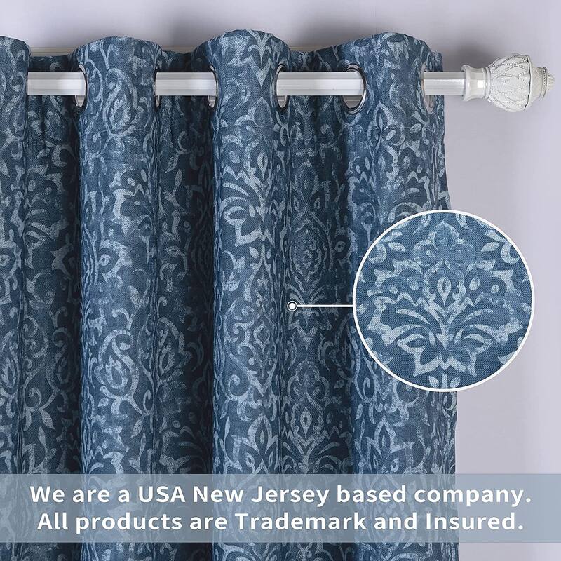 DriftAway Frances Linen Blend Damask Printed Blackout Curtain