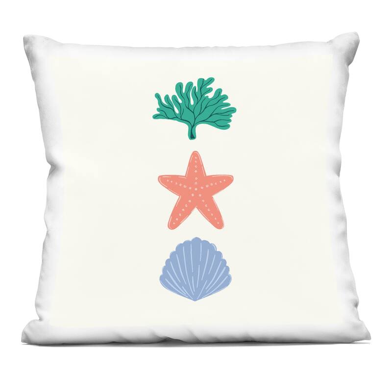 Stupell Coral & Sea Life Minimal Decorative Printed Throw Pillow Design by Sazerelli Designs - Accent - Polyester - Off-White - Single