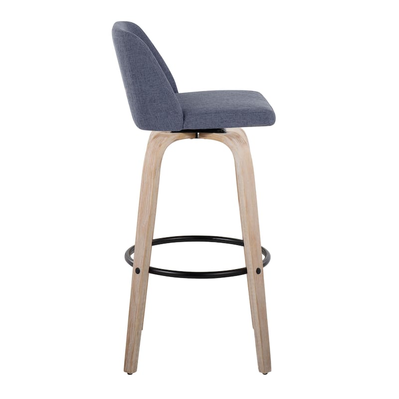 The Gray Barn Vallberga 30" Fixed-Height Bar Stool with White Washed Wood Base (Set of 2)