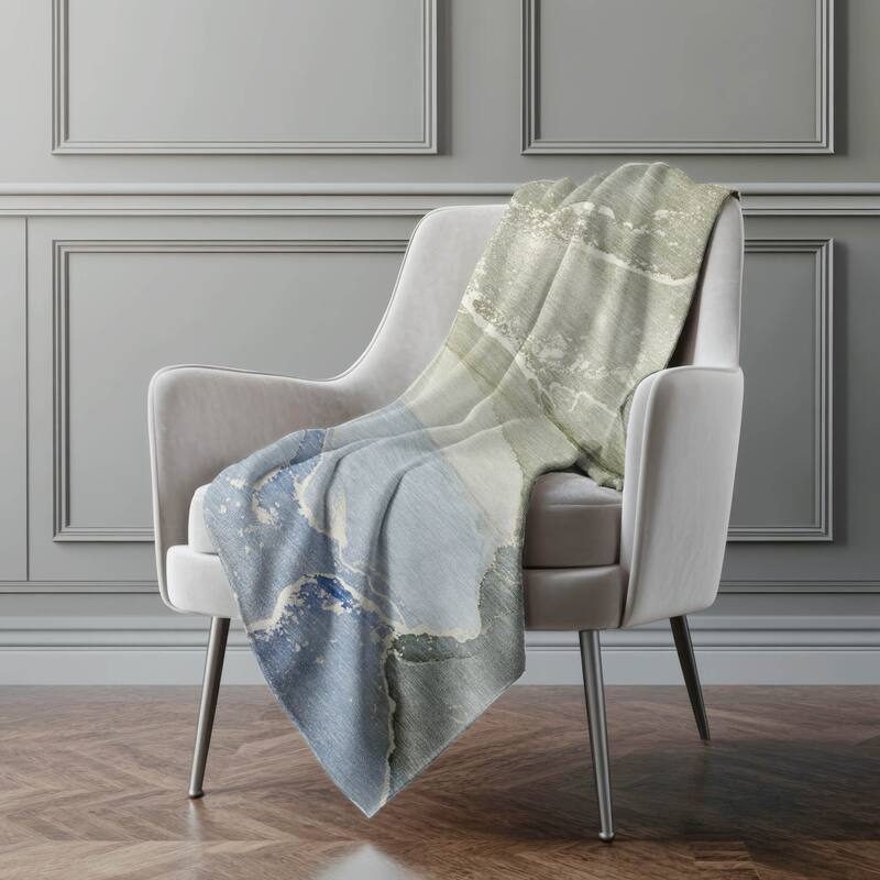 Premium Machine Washable Abstract Contemporary Sherpa Throw Blanket - Blue - 4'2" x 5'10"
