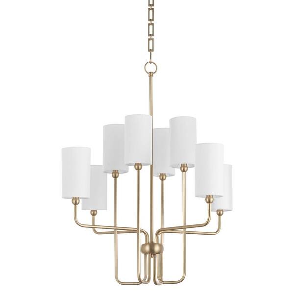 slide 2 of 8, Quorum International 698-8 Charlotte 8 Light 30" Wide Chandelier Aged Brass