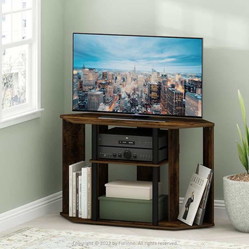 Furinno Classic TV Stand with Plastic Poles for TV up to 43-Inch