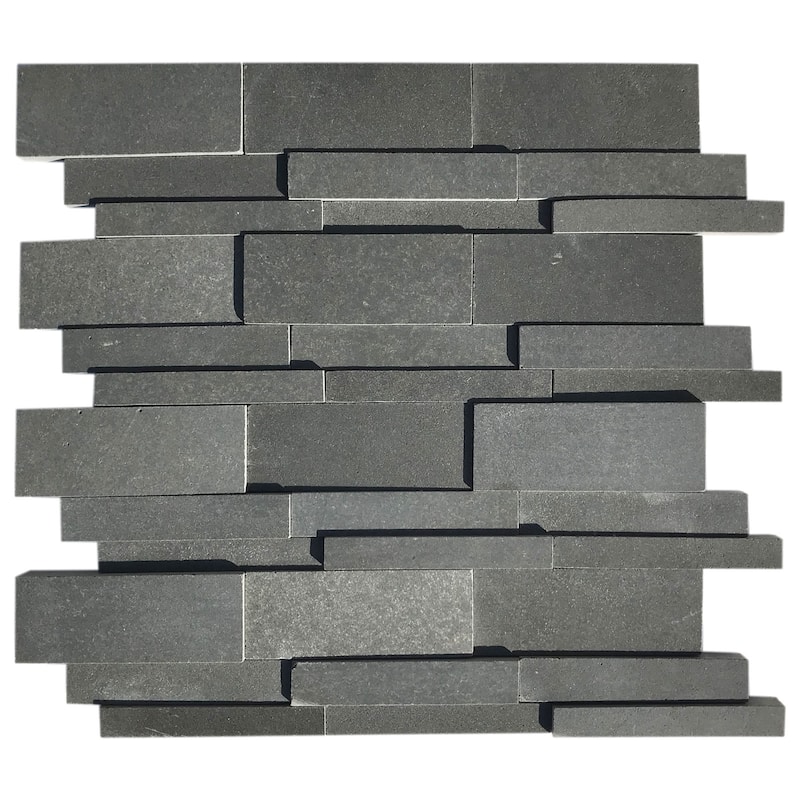 Vulcan Black 3D Honed Mosaic Tile - Sample - Black