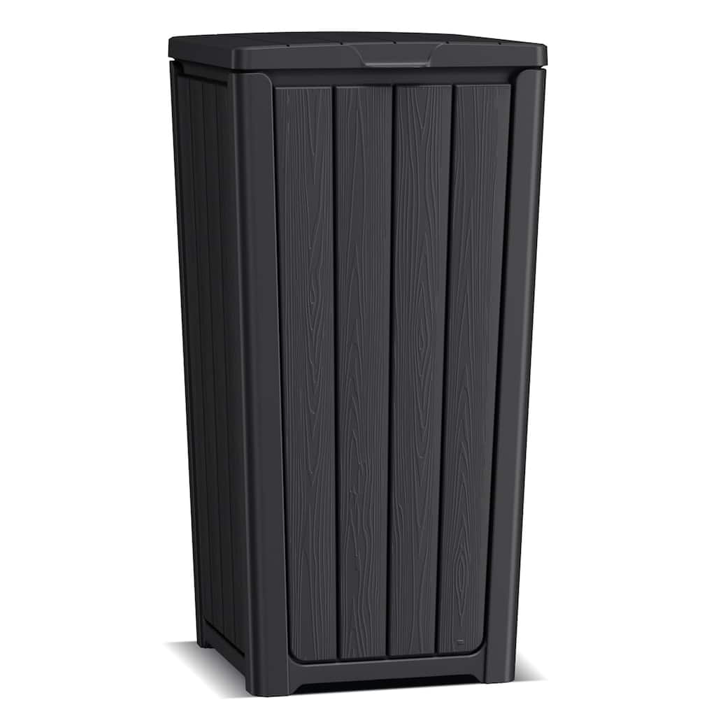 Outdoor Garbage Can, Weatherproof Resin Bin with Cover for Garden