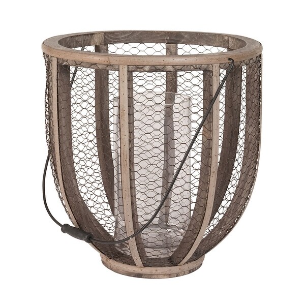 17" Brown Wire Atlas Hurricane Candle Holder - N/A