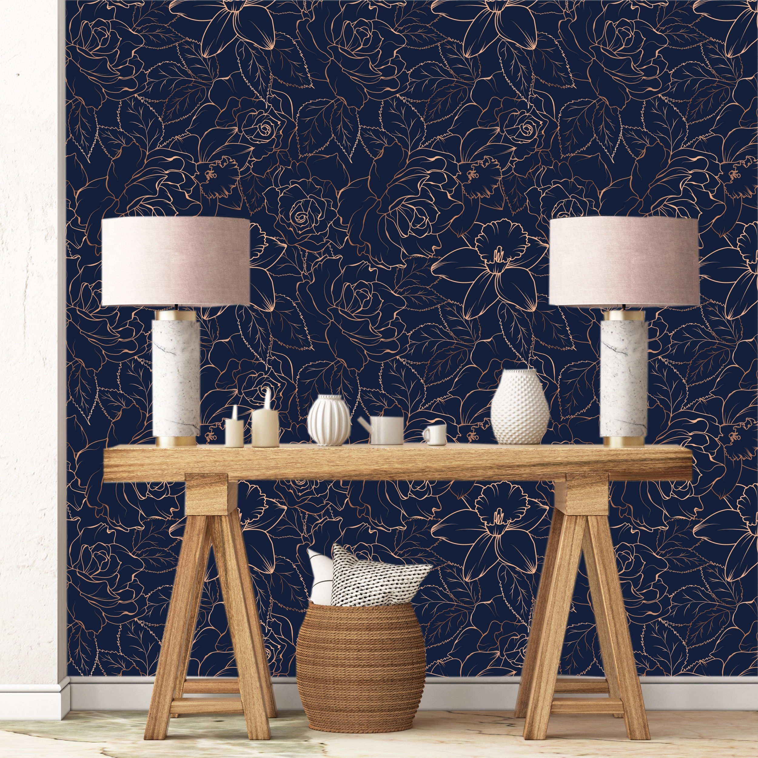 Dark Navy Blue Daffodil Blossom Peonies Removable Wallpaper 24 Inch X 10 Ft On Sale Overstock 31602365 Beautiful seamless pattern with pink and navy color flower bouquet. dark navy blue daffodil blossom peonies removable wallpaper 24 inch x 10 ft