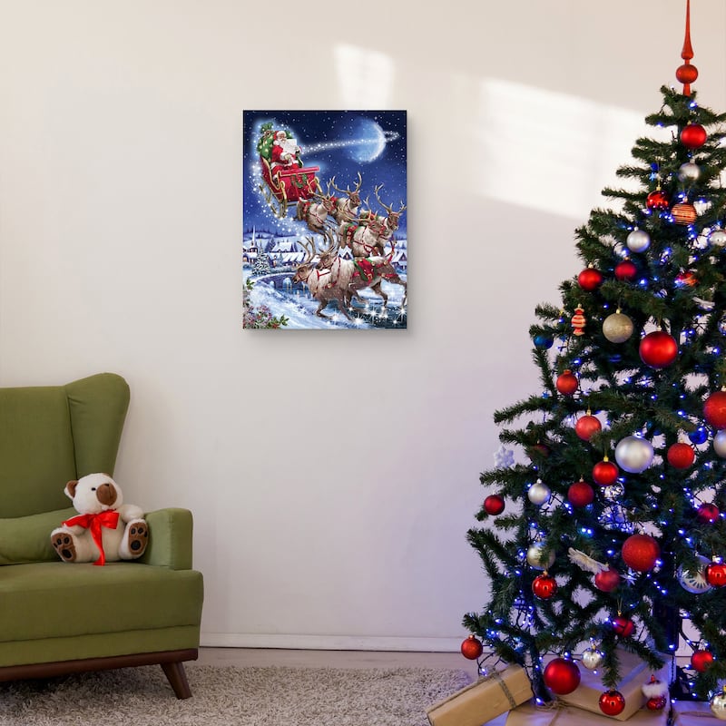 Santas Sleigh Team Canvas Art Print