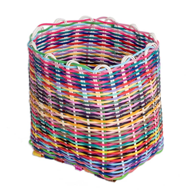 Novica Handmade Floral Recycled Plastic Baskets (Set Of 2)