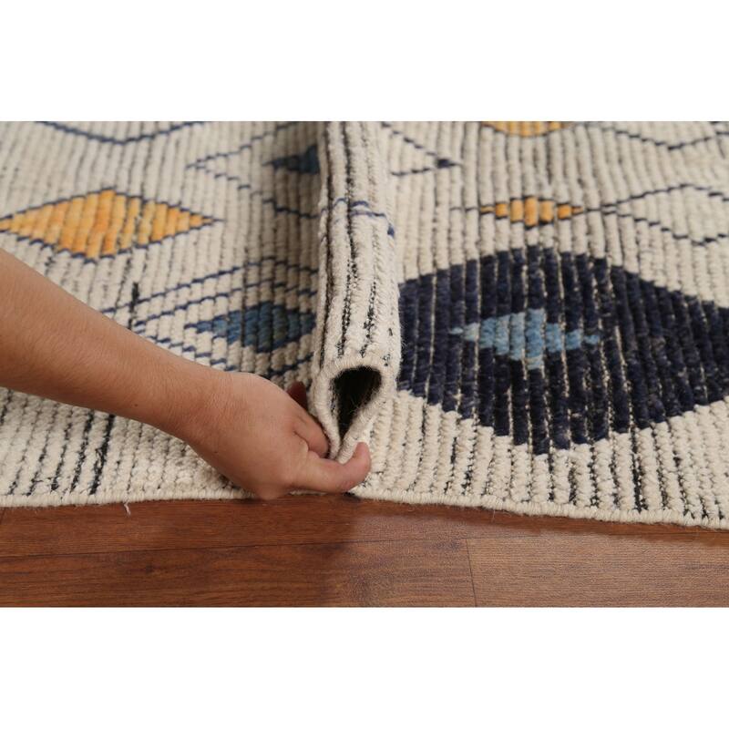Geometric Moroccan Oriental Area Rug Hand-Knotted Wool Carpet - 5'9"x 9'0"