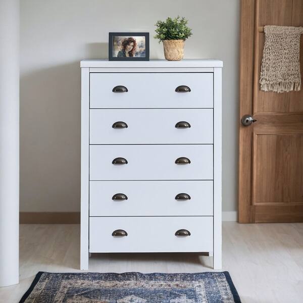 5 Drawer Chest with Interlock System, Tall Dresser with Pre-Assembled Slides, Easy Assembly, Classic White Organizer - Bed Bath & Beyond - 41703340 5 Drawer Chest with Interlock System, Tall Dresser with Pre-Assembled Slides, Easy Assembly, Classic White Organizer - Bed Bath & Beyond - 41703340