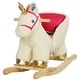preview thumbnail 10 of 8, Kids Rocking Horse, Ride on Unicorn with Realistic Sounds, Safety Belt & Wooden Base, Plush Animal Rocker - Cream White
